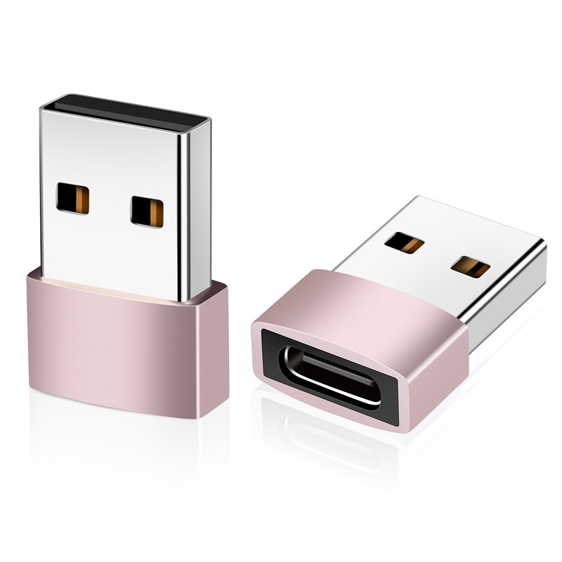 USB2.0 Male to Type-C Female Adapter （In-mold molding） Rose Gold