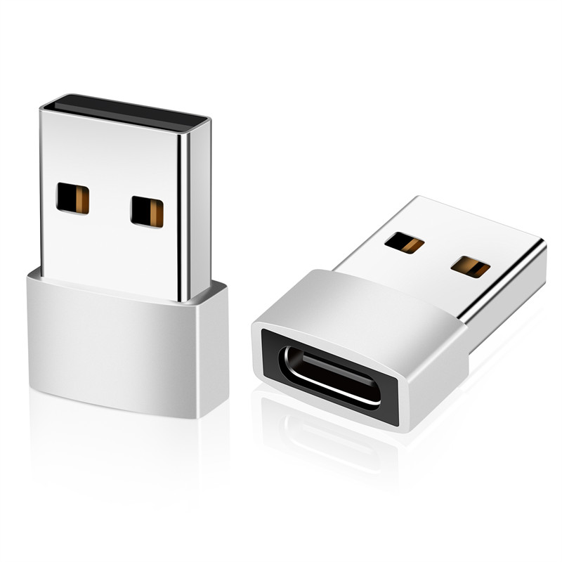 USB2.0 Male to Type-C Female Adapter （In-mold molding） Silvery