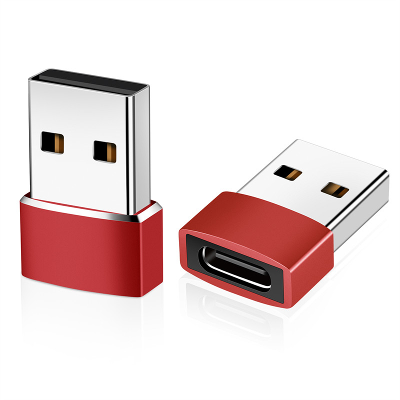 USB2.0 Male to Type-C Female Adapter （In-mold molding） Red